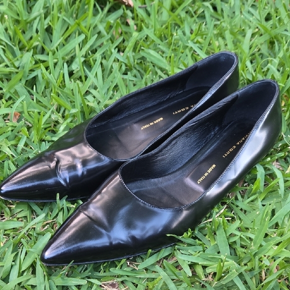 Liviana Conti Black Ballerine Leather Flats Size 41 - Picture 3 of 11